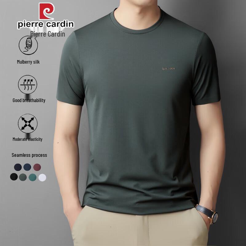 

Pierre Cardin Men s Cotton-Silk Blend Round Neck Short Sleeve T-Shirt XL