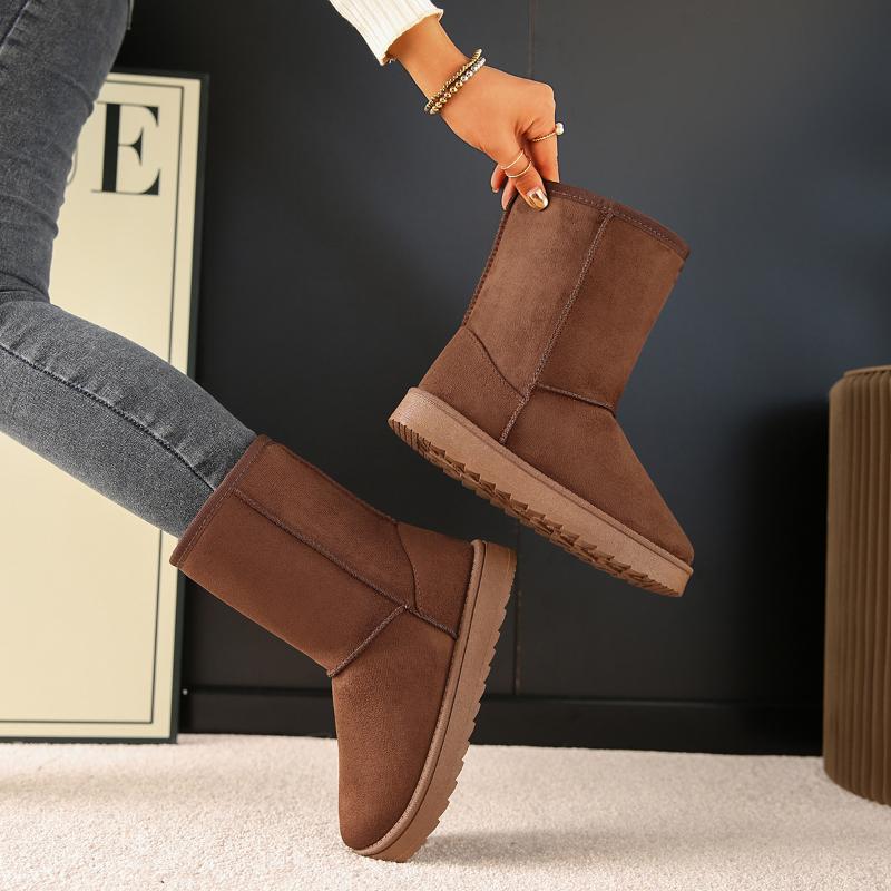 New Cotton Boots Fashion Versatile Casual Women Boot Simple Retro Snow Boots Daily Office Lady Mid Length Boot Warm Women Shoes