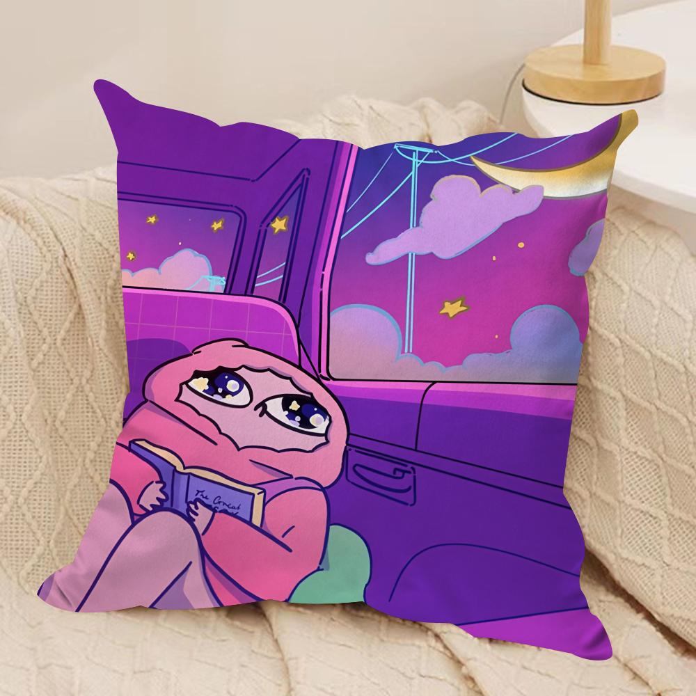 FUNNY Cartoon KKETNIPZ Cushion Cover Silky Short Plush Invisible Zipper Dustproof Sofa Pillow Case for Home Decor