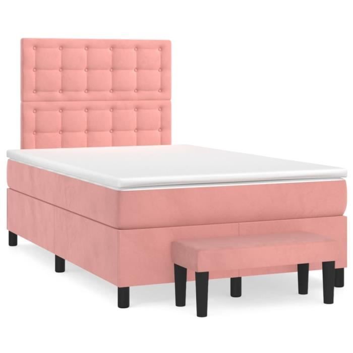 VidaXL Divan Bed with Mattress Pink 120x200 Cm Velvet - Model 3138078