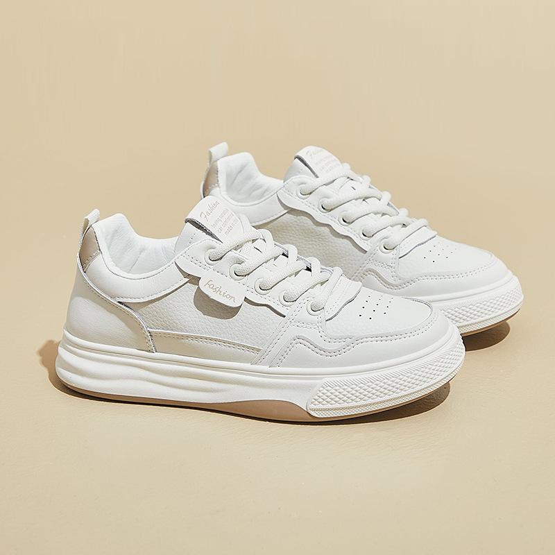 2025 Autumn White Shoes New Korean Version Ins Female Students Platform Heightening Sports Board Shoes Casual Street Shooting H6518