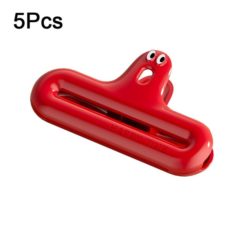 

5Pcs Food Preservation Food Bag Storage Clip ABS Milk Powder Bag Clip Kawaii Sealing Clip Snack Bag красный