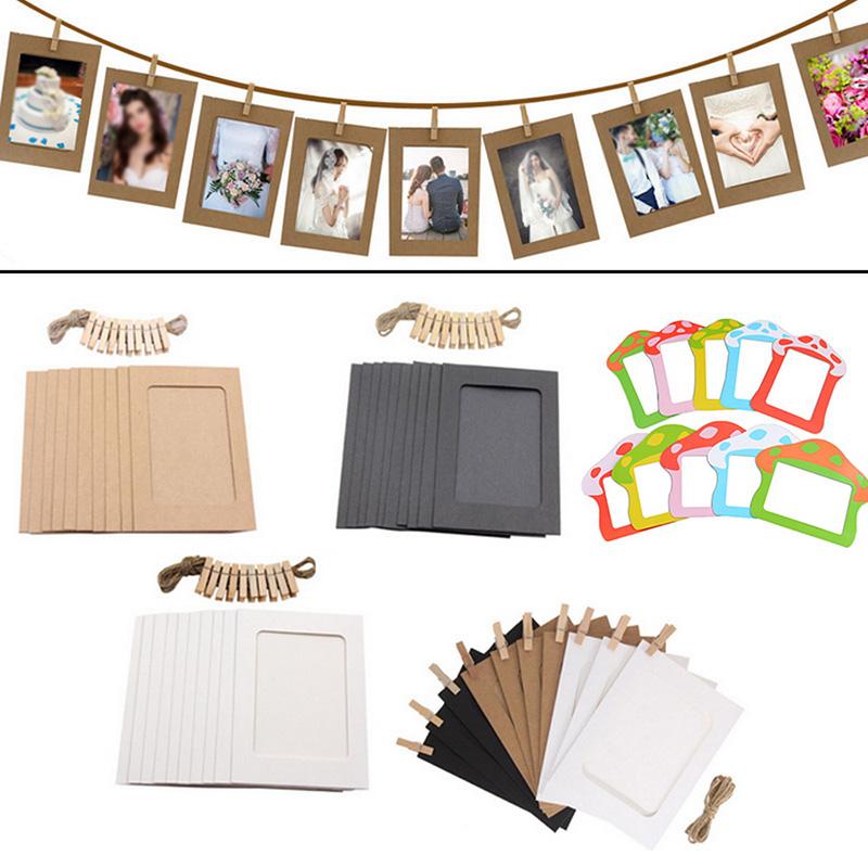 10Pcs Paper Frame With Clips Wall Photo Frame DIY Hanging Picture Album LA 10Pcs Paper Frame With Clips Wall Photo Frame DIY Hanging Picture Album LA