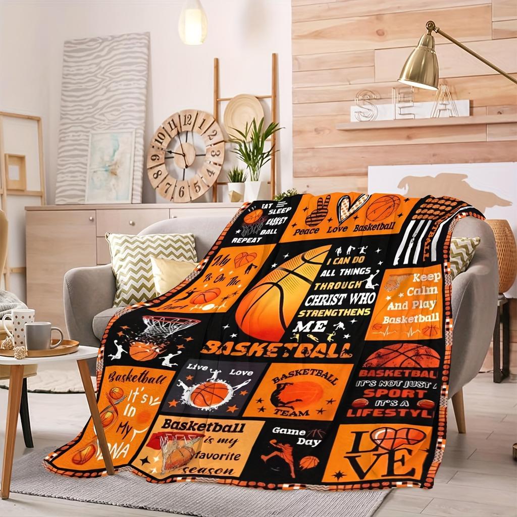 [Basketball Blanket] 1pv Soft Plush Basketball Blanket | For Boys And Girls, Basketball Gift, Suitable For Young Men, Teenagers