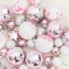 Christmas Ornament Set 40 Pcs White and Pink Plastic