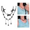 Bohemiean Star Fringe Clavicle Chain Dopamine Star Necklace Star Bowknot Choker Women Daily Outfits Delicate Jewelry