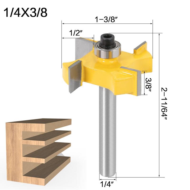 1/3pc 6mm 1/4 Inch Shank T Type Bearings Wood Milling Cutter Industrial Grade Rabbeting Bit Woodworking Tool Router Bits for Wood