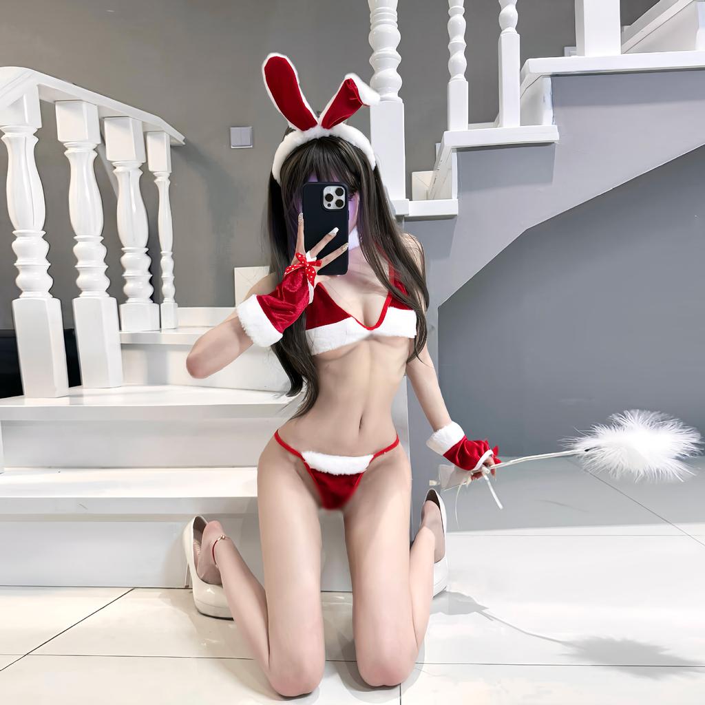Sex Lingerie Sexy Bunny Suit Three-Point Christmas Uniform Female Seduction Bra Pajamas