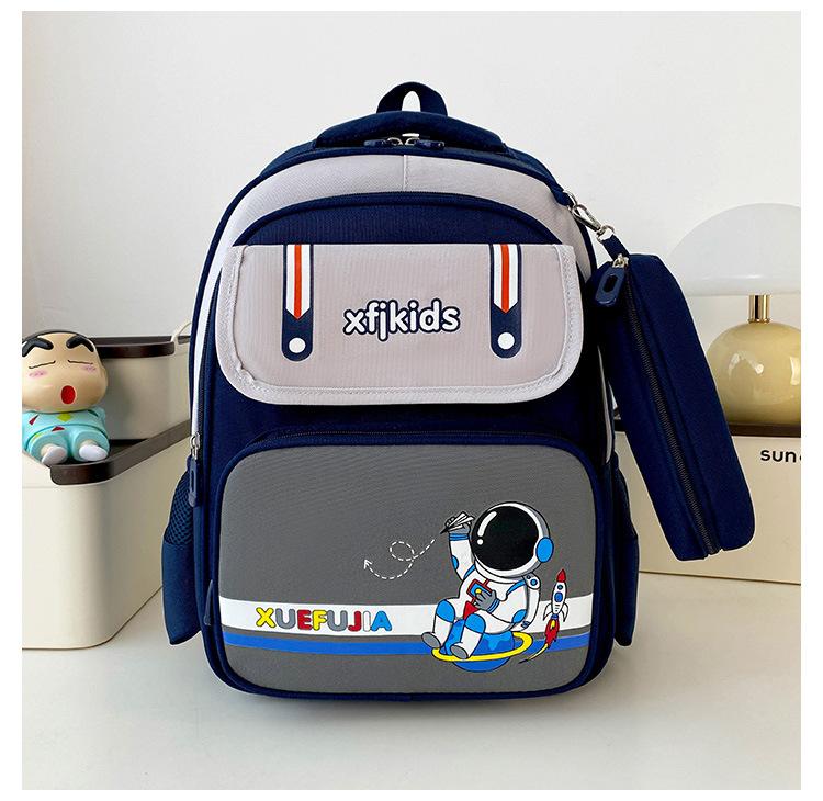 

Школьный рюкзак для новых учеников начальной школы, милый мультяшный рюкзак большой вместимости для отдыха, рюкзак для снижения нагрузки, 1-3 классы серый