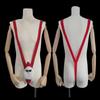 Men's Santa Claus Cosplay V-Neck Lingerie Bodysuit with Suspenders