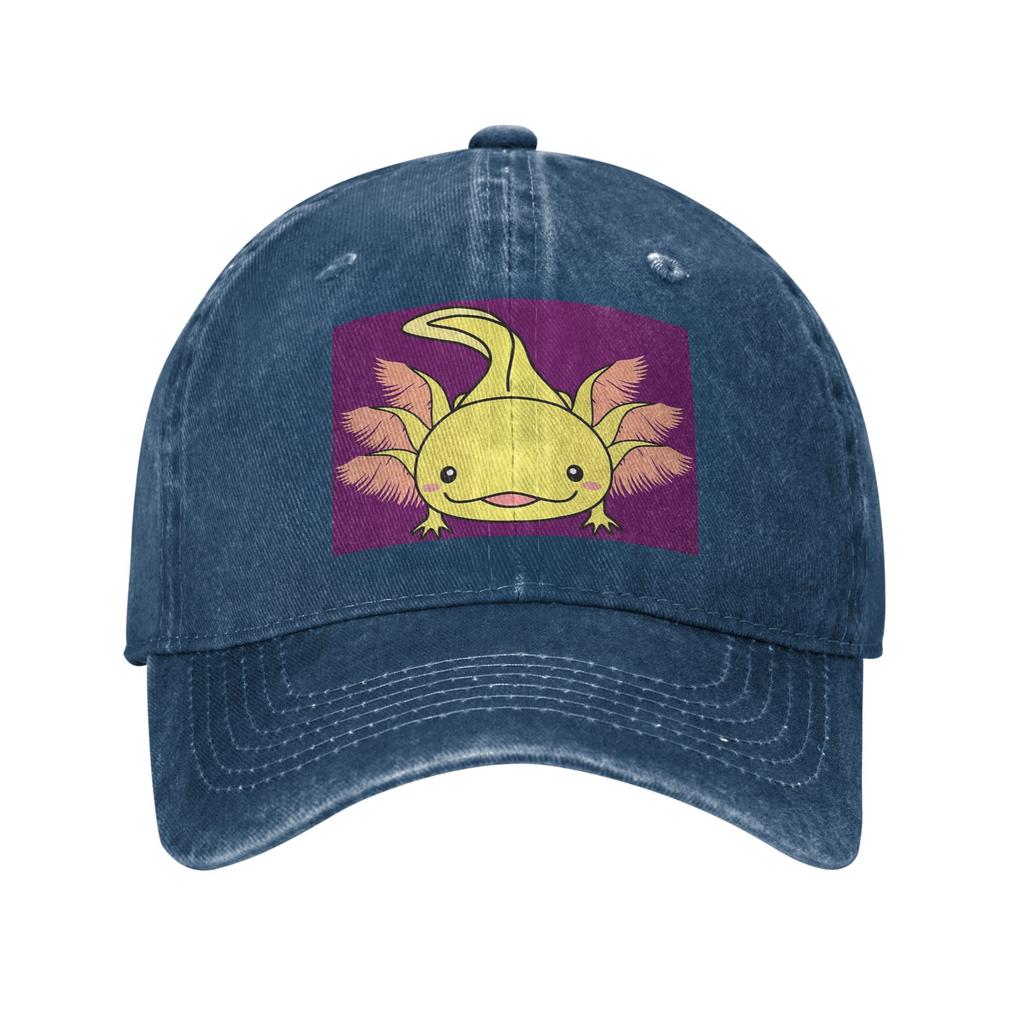 Axolotls Perfect Axolotl Saying Cute Axolotl Kawaii Denim Fabric Cap Casual Baseball Caps Adjustable Hat Unisex Baseball Hats