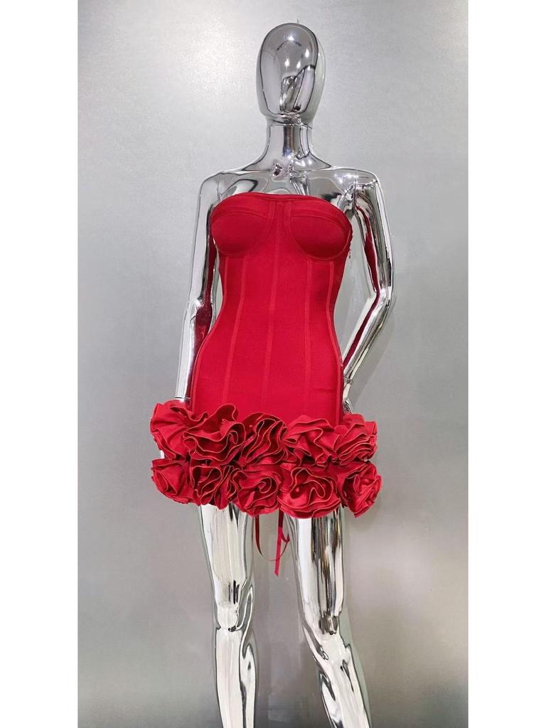 Spring/Summer Off-the-Shoulder Lace-Up Floral Mini Dress