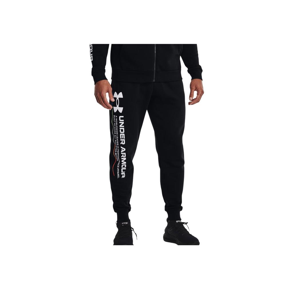 Under Armour Rival Fleece Chroma Stylish Comfortable Soft Versatile Knit Sweatpants Men Bottoms Black 1370345-001