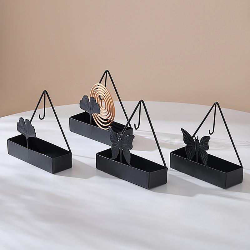 Iron Mosquitoes Coil Holder Butterflies Apricot Leaves Incense Holder Modern Repellent Incense Rack For Home Bedroom Patio