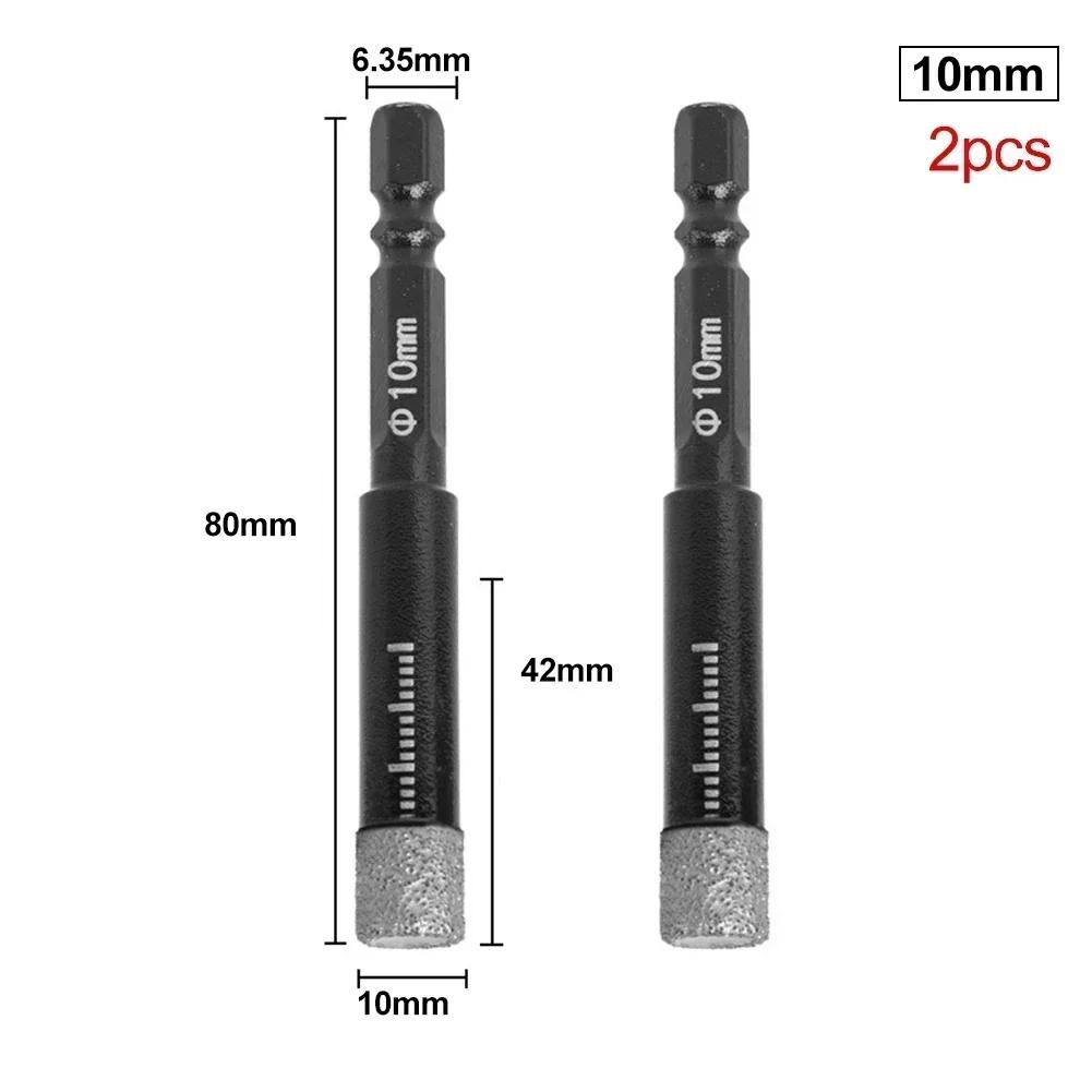 Hole Saw Drill Bit 5/6/8/10/12/14/16mm Black 2PCS 5 -16mm Diamond Length 10mm Drill Bits Marble Ceramic Tile Brand New