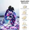 1PC Custom Name Magical Unicorn Fantasy flannel blanket versatile, all-season throw suitable for the living room, bedroom, camping, travel, and gift