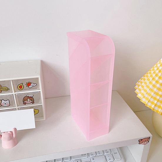 Pen Holder 4 Grids Large Capacity Plastic Multi-functional Lipstick Makeup Brush Organizer for Daily Use