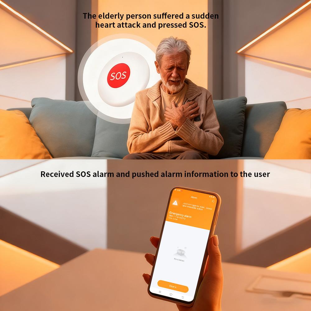 Tuya Zigbee Smart SOS Panikruf-Taste Notfall Sofortalarm Schnelle Rettung Sicherheitsgarantie Verwendung der Tuya Smart Life App Benachrichtigung senden