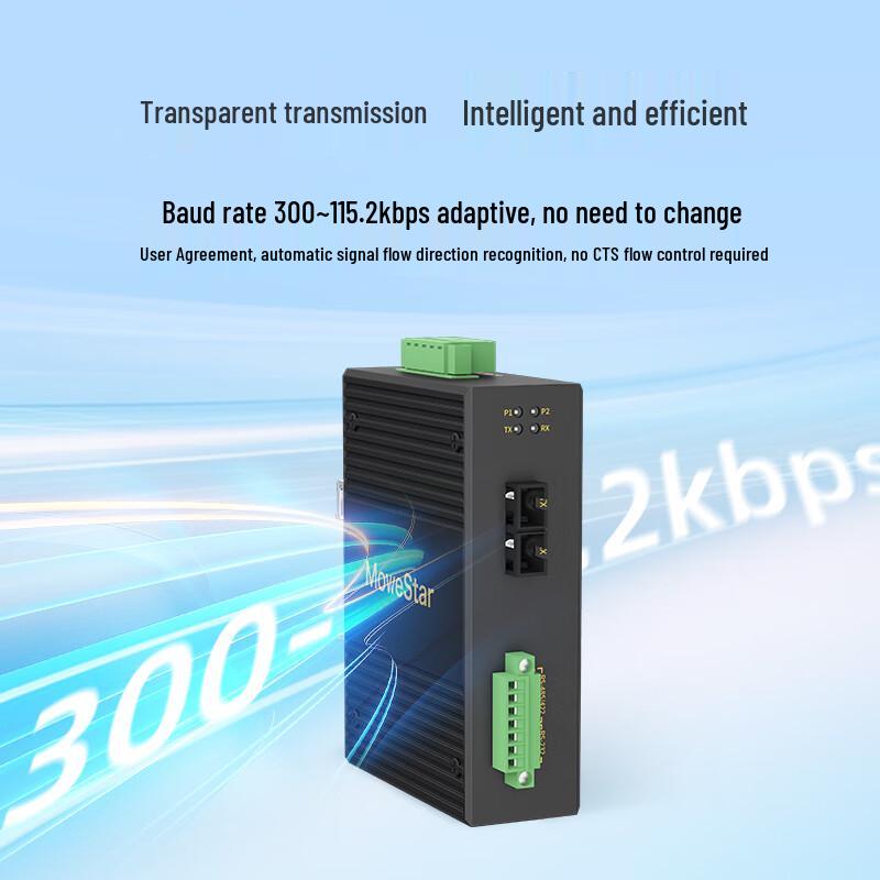MoweStar Industrial RS232/422/485 Serial To Fiber Optic Converter
