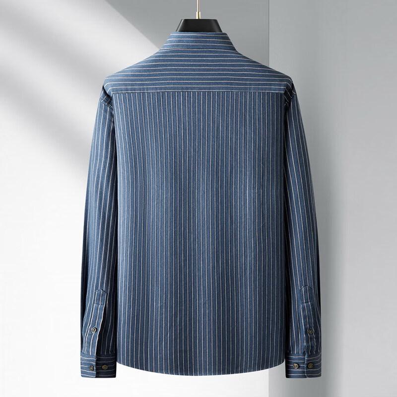 Men's Plus Size Striped Brushed Long Sleeve Casual Shirt