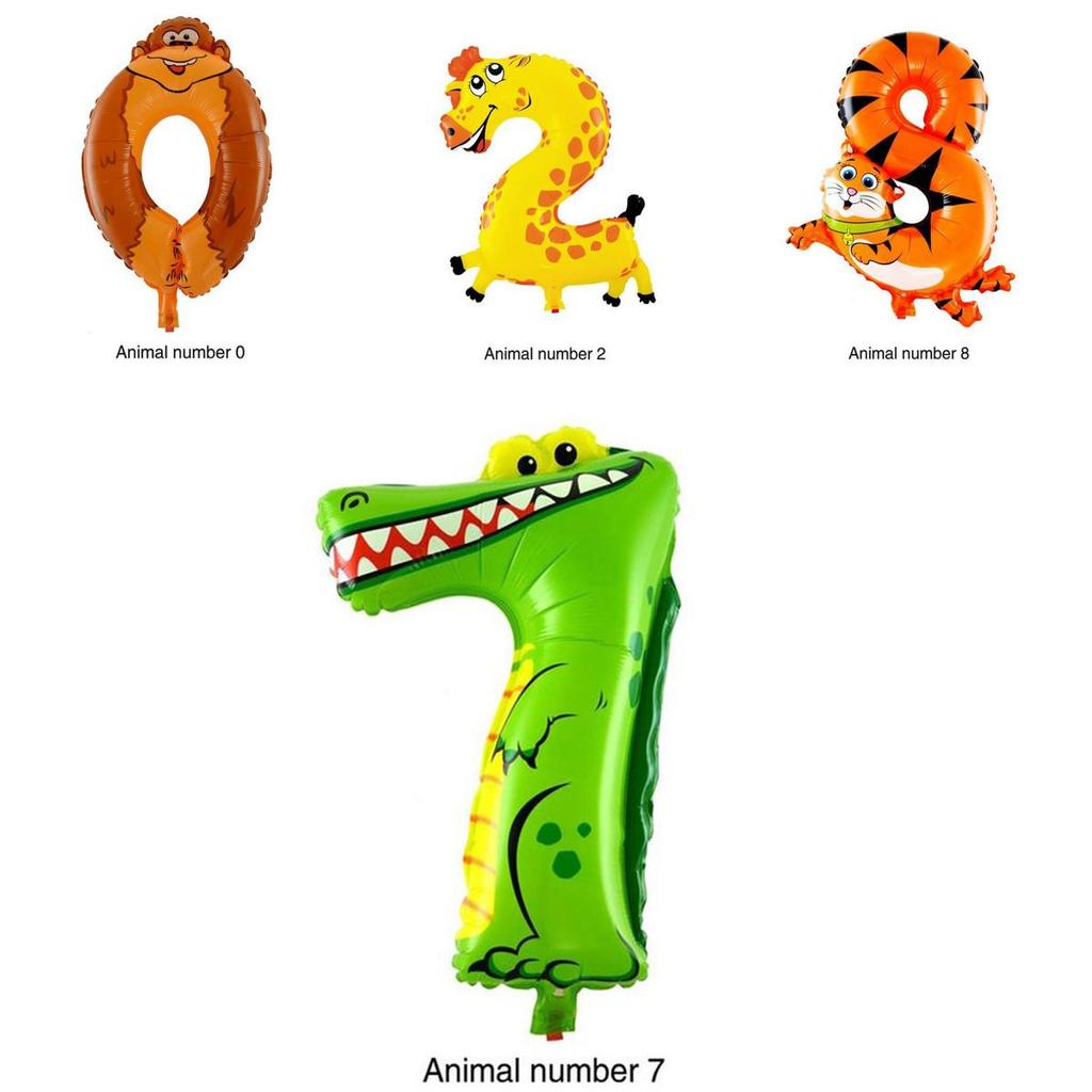 Premium Self Inflating 16 Inch Foil Number Balloon Happy Birthday Large Animal Design