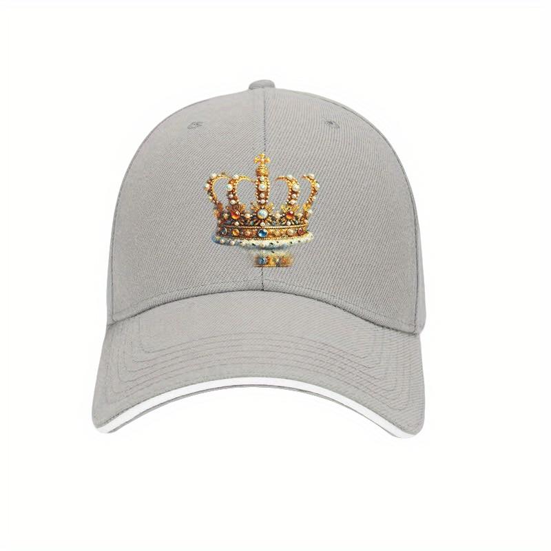 Zlatá kšiltovka s kamínky Koruna Unisex Polyester Nastavitelná Vintage Kšiltovka pro táty Ležérní