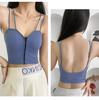 Trendy Zipper Back Tank Top with Chest Pads - Women's Bandeau Bra