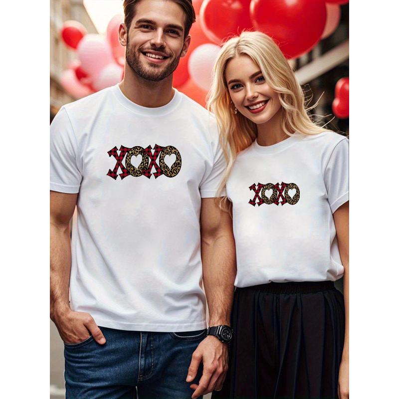 1PCS Valentine s Day Couple Short Sleeve T-shirt Casual Daily Home & Outdoor Wear S