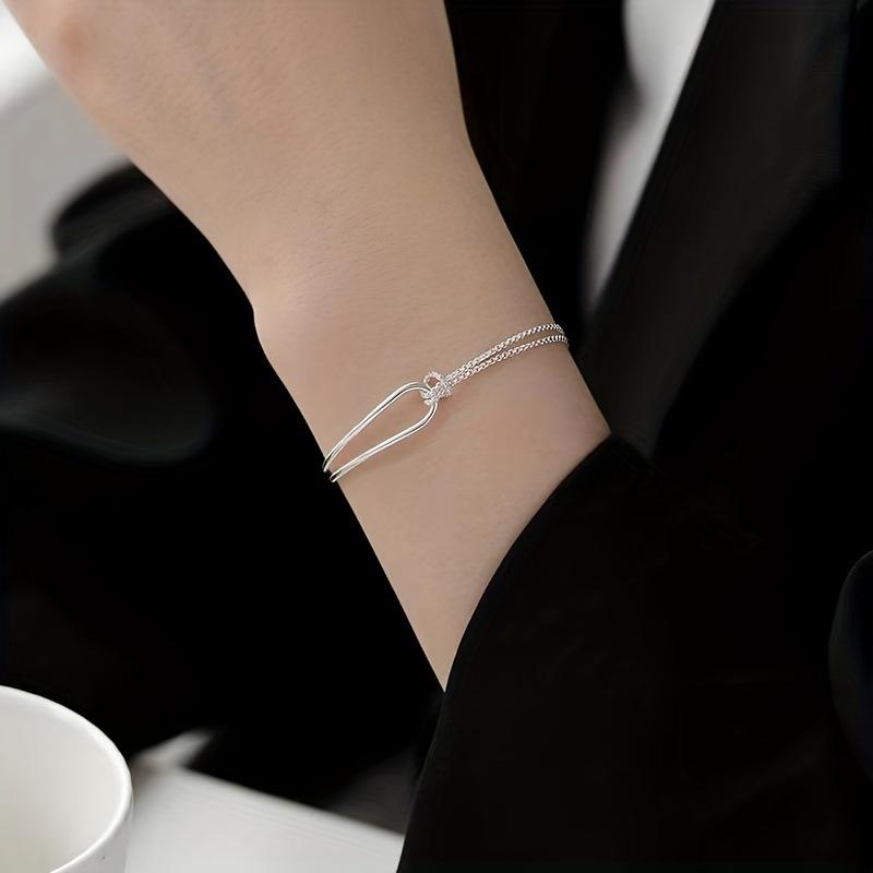 European and American Hot-selling, Light Luxury High-end Knotted Double-layer Half-bracelet Bracelet Women's, Minimalist Line Kink Bracelet