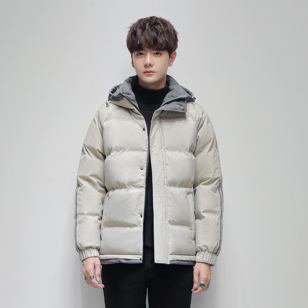 Autumn and Winter Striped Hooded Jacket Youth Loose Thickened Warm Large Size Cotton Clothes