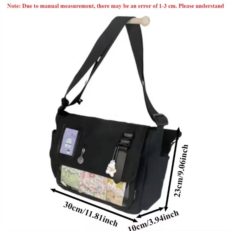 Y2K Japanische Harajuku Schultaschen für Teenager-Mädchen Transparent Itabag Umhängetasche DIY Abzeichen Displayplatte Ita-Tasche