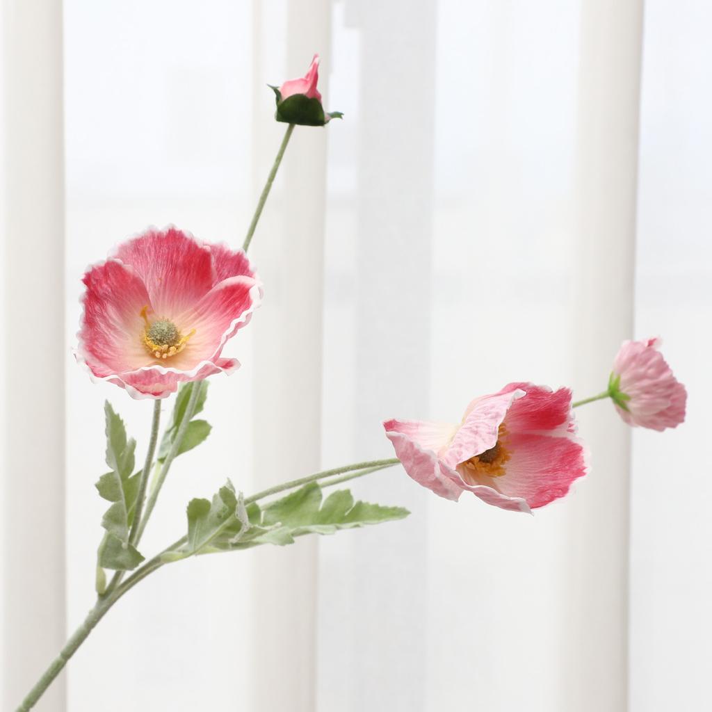 Feel moisturizing flocking poppy simulated flower hotel window setting props atmosphere fake flower