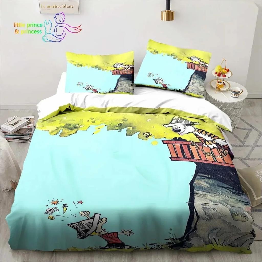 Cartoon Calvin Hobbes 3D Print Bedding Set Single Twin Full Queen King Size Bed Set Adult Kid Bedroom Bedding Gift