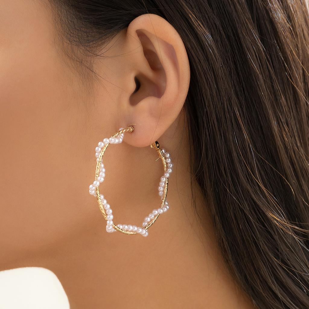 Accessories, versatile star-shaped peach heart earrings, temperament imitation pearl winding micro-inlaid stud earrings set for women