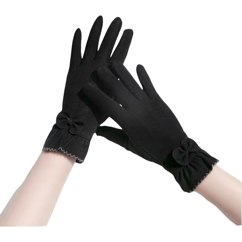 Full Finger Suede Velvet Gloves Solid Color Winter Mittens Gloves Outdooor