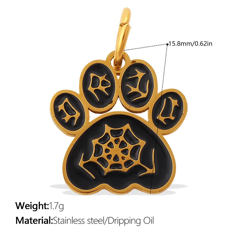  2Pcs Cartoon DIY Stainless Steel Drip Dog Paw Print Pendant Handmade Accessory Jewelry Gold Plated Charm Wholesale