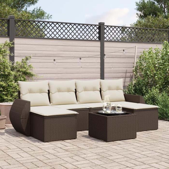 VidaXL Garden Lounge Set with Cushions 7 Pcs, Patio Sofas, Patio Furniture Set, Outdoor Furniture, Brown 3252870