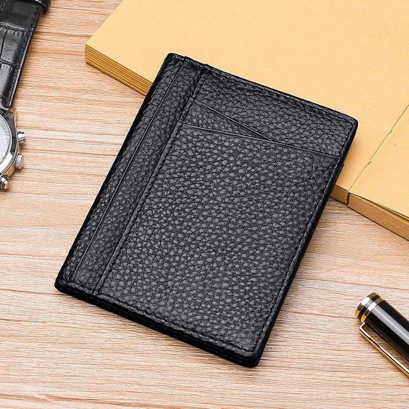 YUECIMIE Portefeuille Super Fin Souple Cuir Véritable Mini Porte-Cartes de Crédit Portefeuilles Porte-Monnaie Fin Petit Porte-Cartes Portefeuille Homme