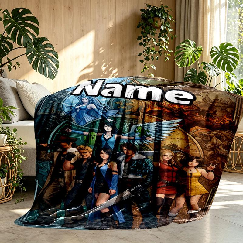 Custom Name Personalized Final Fantasy Print Blanket, Home Decor, Bedroom, Sofa, Camping, Couch, Gifts for Birthday Christmas