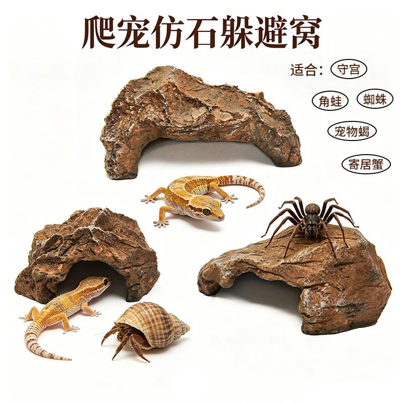 Resin Reptile Hide Shelter Geckos Crested Frogs Turtles Aquarium Decor Cave Basking Platform