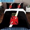 3PCS Red Cross CR Flamengo Printed Bedding Set, Includes A Duvet Cover and Two Pillowcases for Bedroom, Suitable for All Seasons