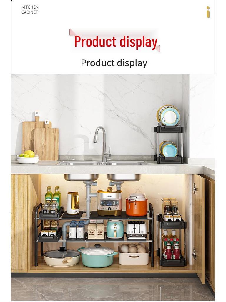 Tiered In-Cabinet Pull-Out Dish Rack for Plates and Bowls