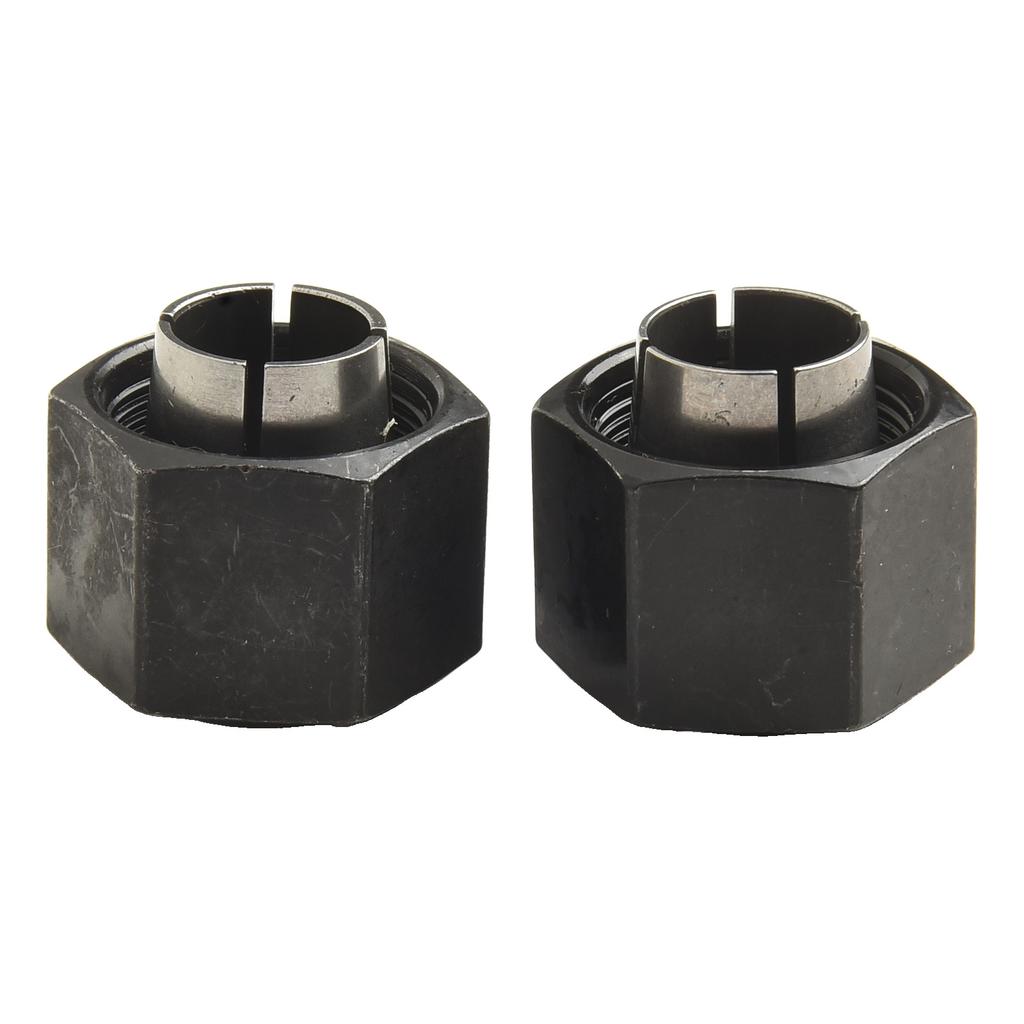 A Complete Set of Two Router Nuts Specifically Engineered to Enhance Performance on DEWALT's Popular BW Series