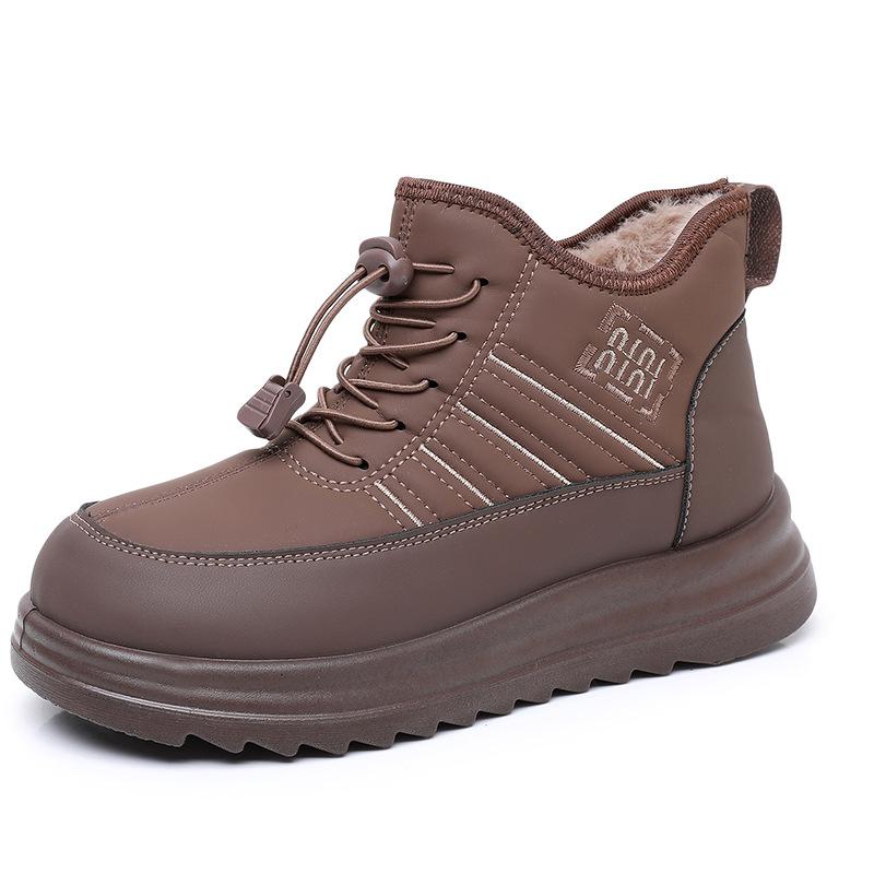 

Winter new women s cotton shoes shoes women s velvet thickened cold-resistant women s cotton boots one-pedal mother shoes 41 коричневый