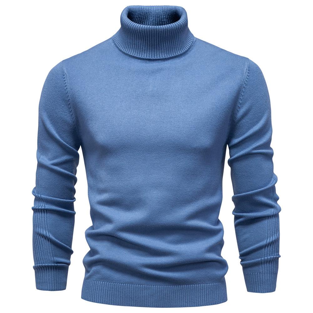 Winter Men Turtleneck Sweater Casual Solid Color Warm Pullover High Quality Slim High Neck Long Sleeve Sweater Men