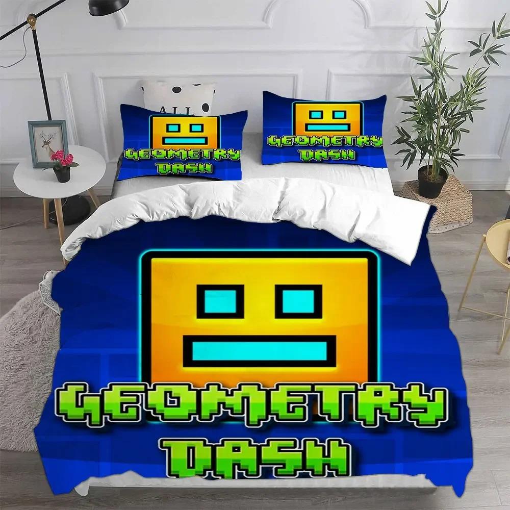 3D Geometry Dash Yatak Takımları Yorgan Yatak Örtüsü Yorgan Kılıfı Yastık Kılıfı Setleri Yatak Odası Dekorasyonu Ev Tekstili Alet