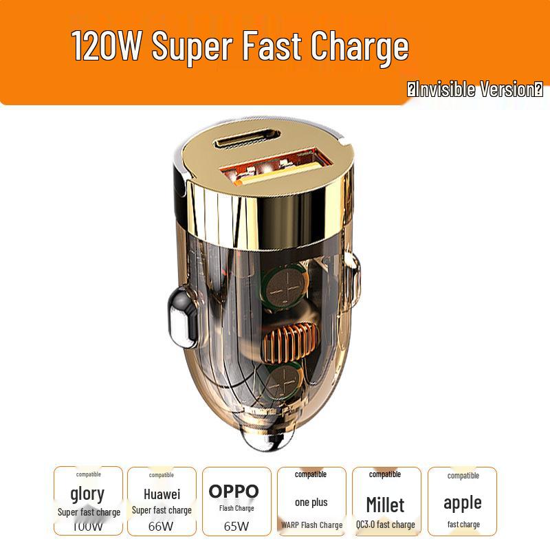 

Невидимое 100 Вт Двойное PD Быстрое Автомобильное Зарядное Устройство Вилка Color Box Charger