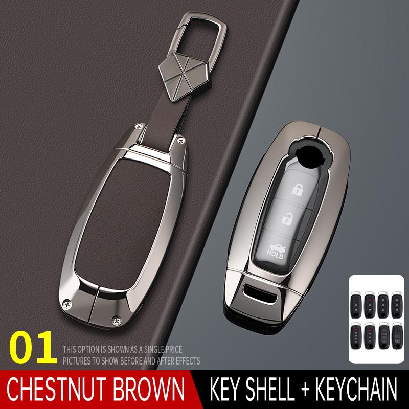 Suitable for Nissan X-trail Qashqai SENTRA JUKE ARIYA PATROL Zinc Alloy Leather Car Key Case Smart Car Keychain Accessories
