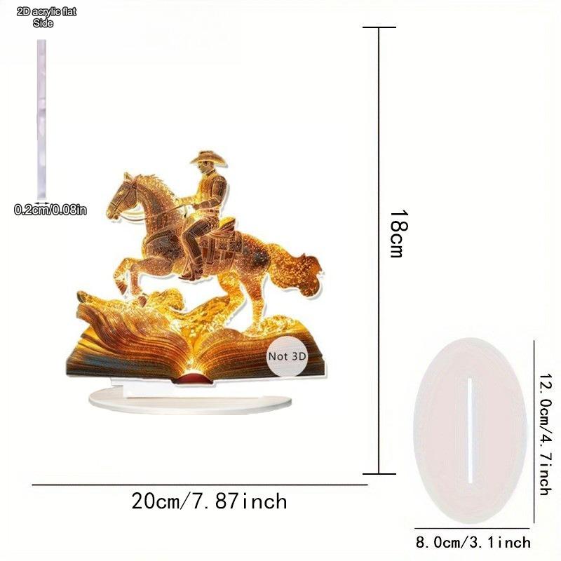 

1pc Golden Horse Riding - 2D Flat Acrylic Desktop Ornament, Wall Decor Art, Four Seasons Decoration, Novelty Home Decor, Perfect Durable for Bedroom 18*20cm