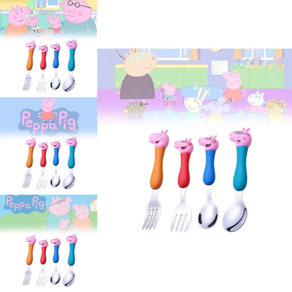 Peppa Pig Children's Cutlery Set Adorable Short Handle Forks And Spoons In Gift Box